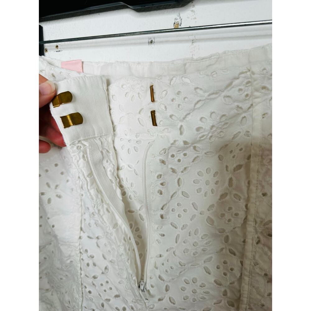 VERONICA BEARD White 100% Cotton Lace Eyelet Scalloped Cuff Riggs Pants Size 8 - Picture 8 of 14